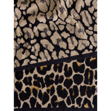 Beige leopard cotton hand towel - British product