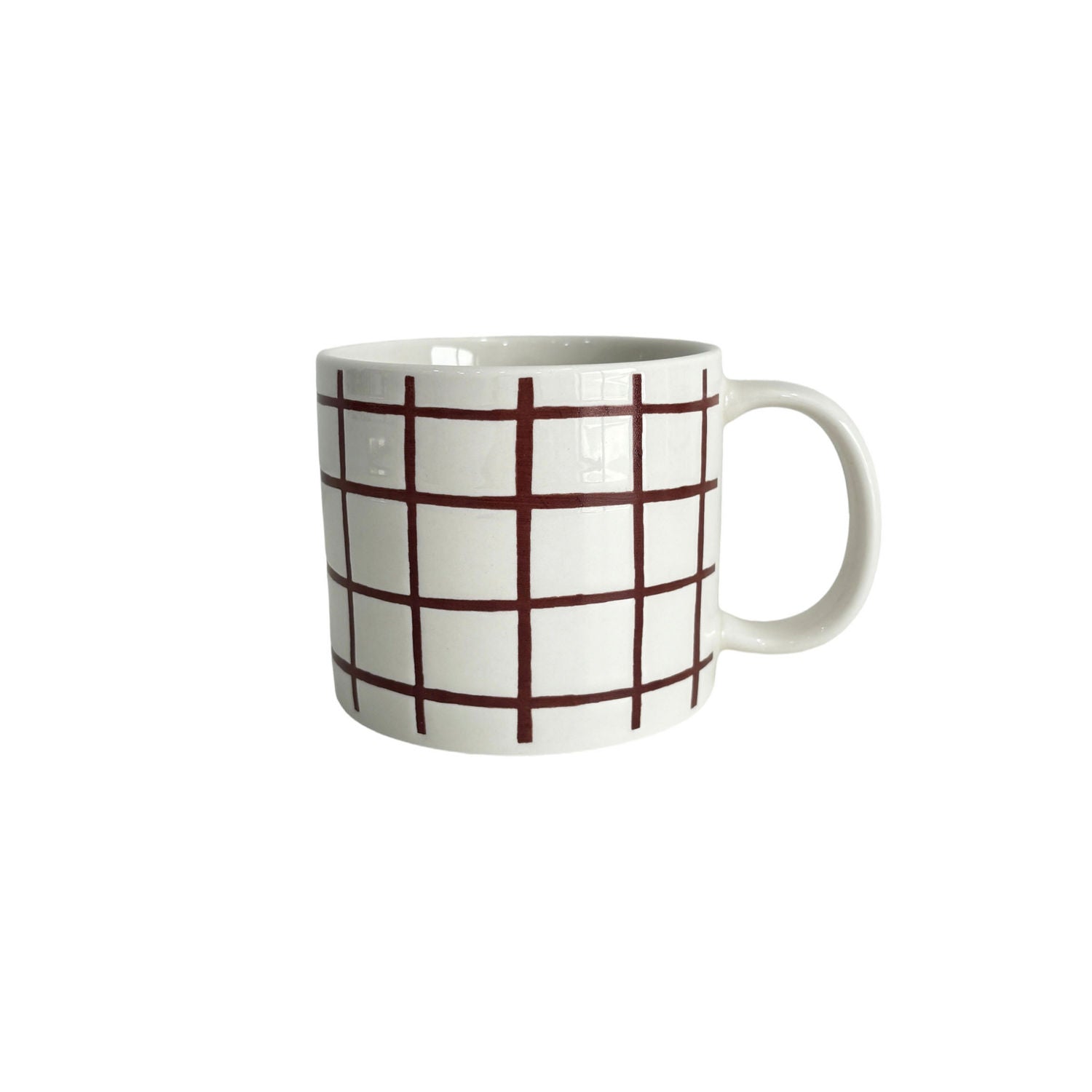 Brown check stoneware mug 12.5x9.1x8cm, UK version