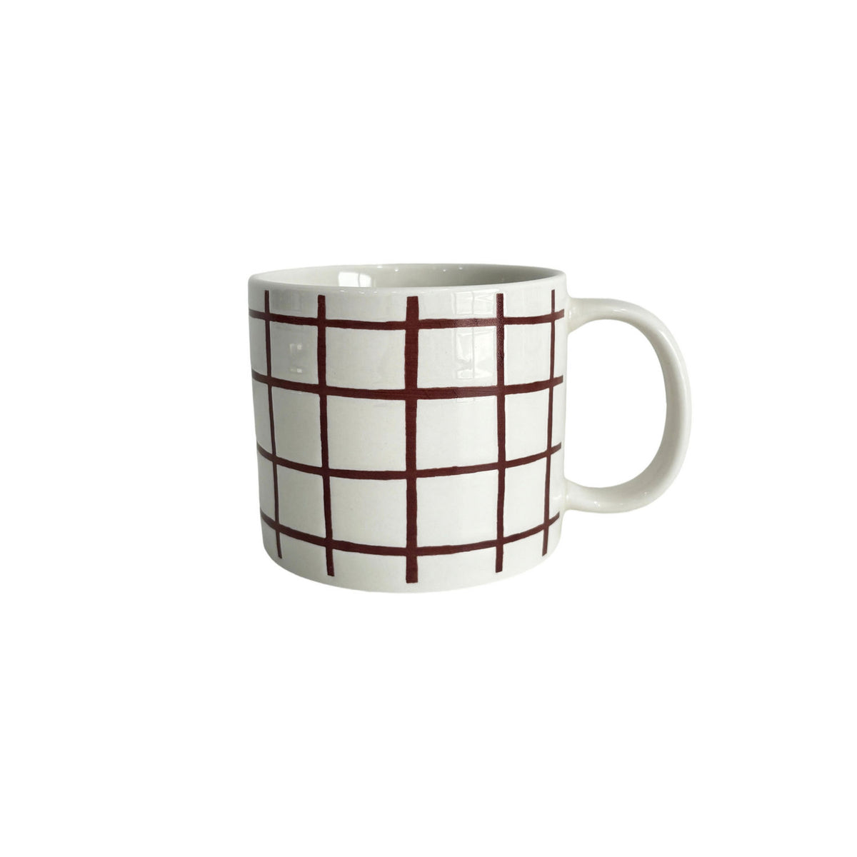 Brown check stoneware mug 12.5x9.1x8cm, UK version