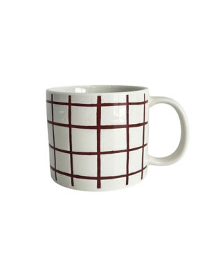 Brown check stoneware mug 12.5x9.1x8cm, UK version