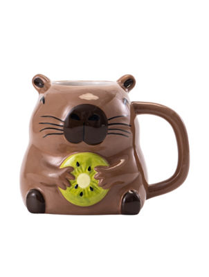 Capybara shaped earthenware mug 13.5 x 10.2 x 10.6 cm - British product