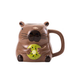 Capybara shaped earthenware mug 13.5 x 10.2 x 10.6 cm - British product