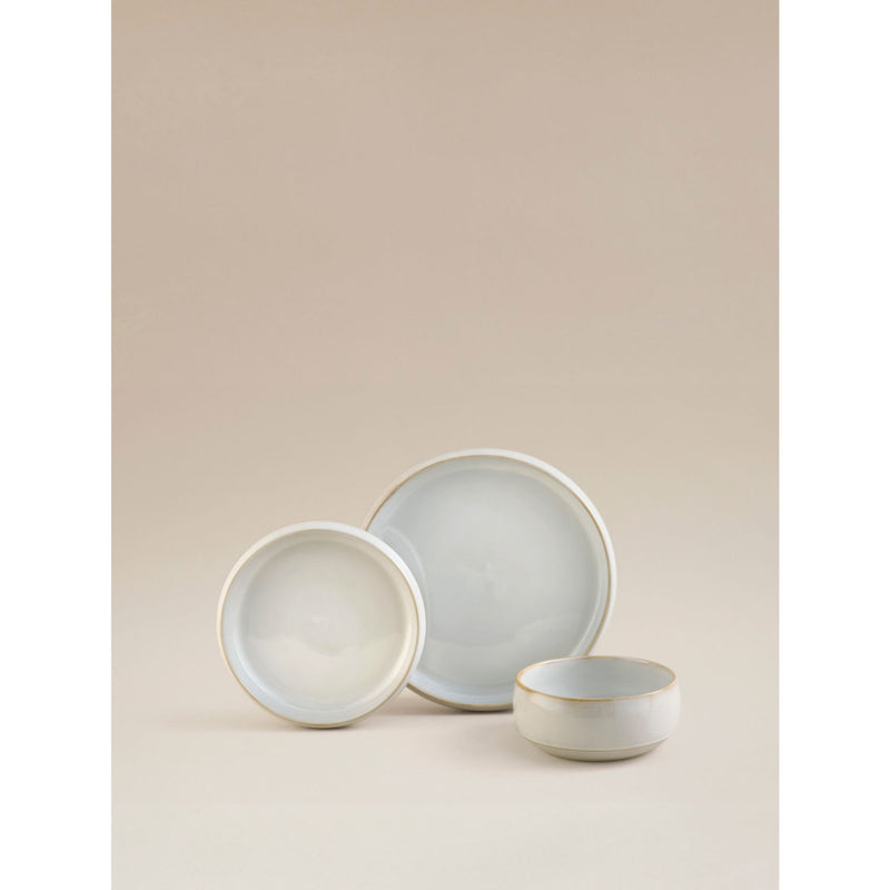 White reactive glaze dinner set 12 piece stoneware - British product