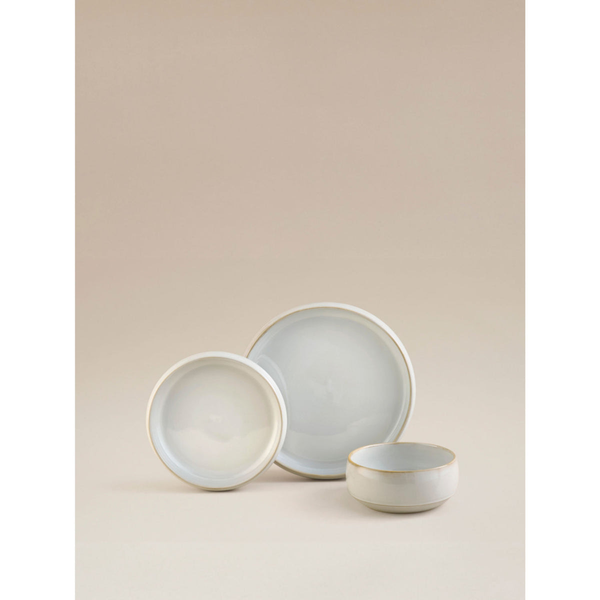 White reactive glaze dinner set 12 piece stoneware - British product