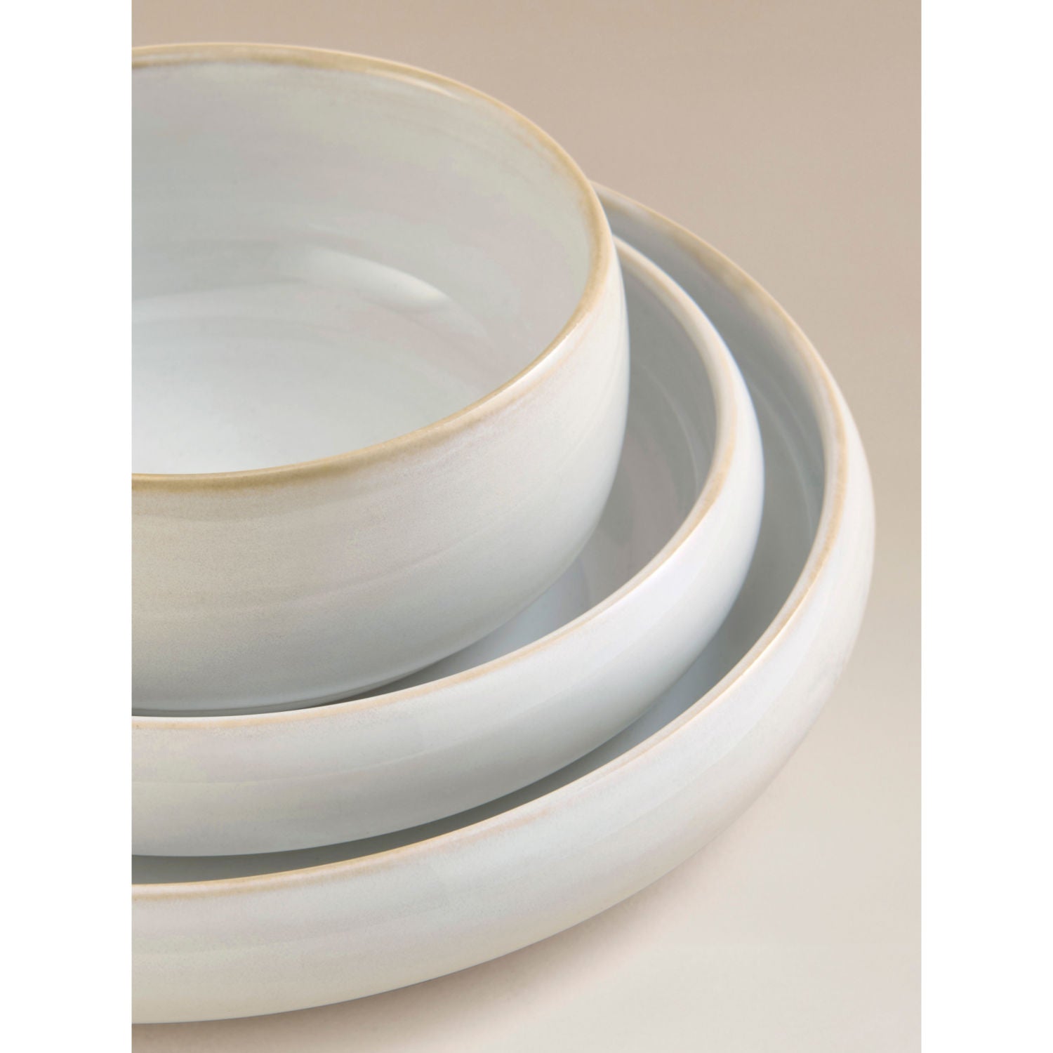 White reactive glaze dinner set 12 piece stoneware - British product