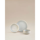 White reactive glaze dinner set 12 piece stoneware - British product