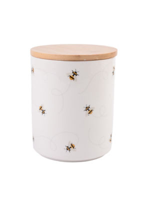 Porcelain bee canister 11x11x13cm storage jar (British brand)