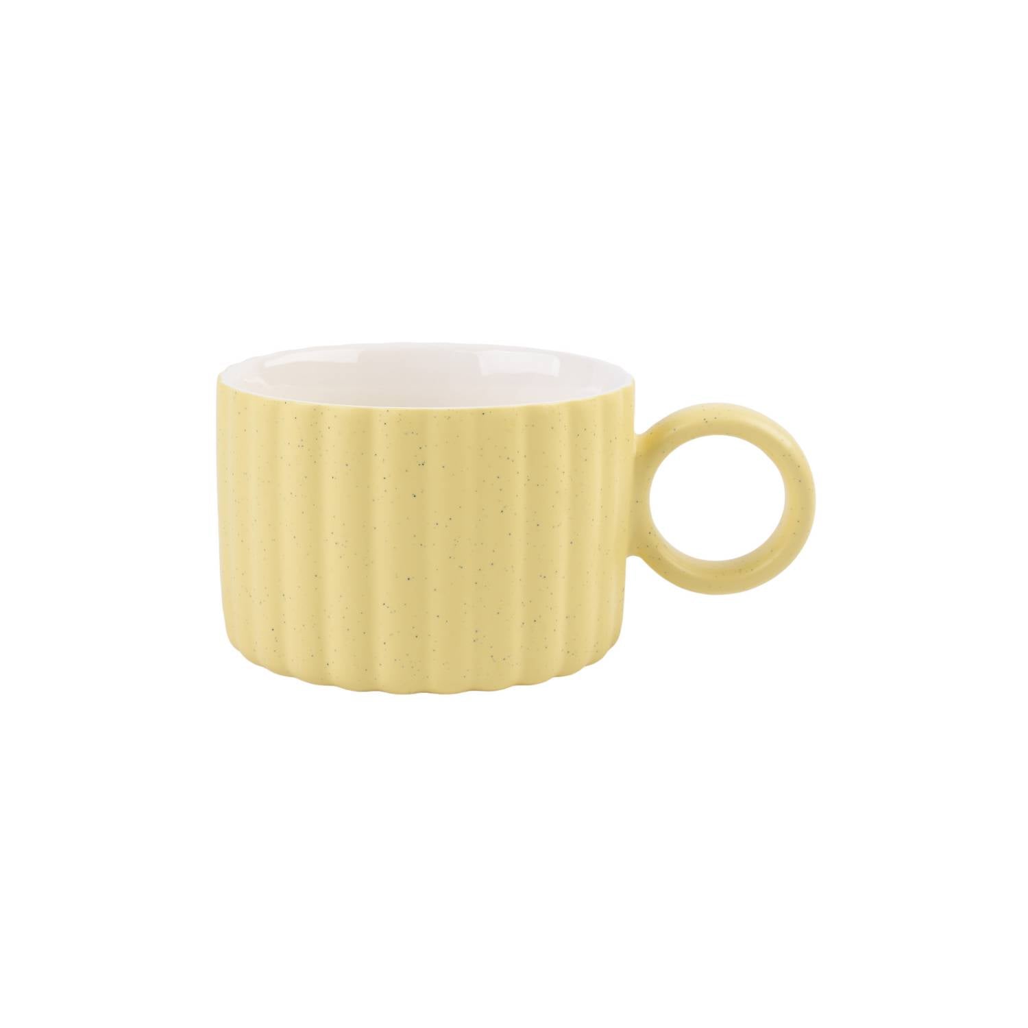 Yellow speckle ribbed mug (British brand)