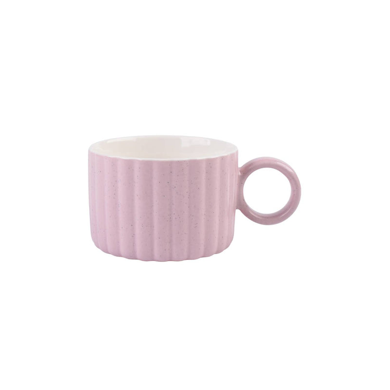 Pink embossed speckle ribbed porcelain mug (British brand)