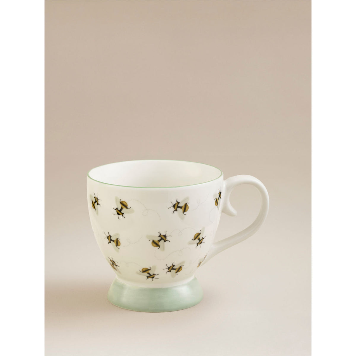 White bee footed mug, porcelain, UK version