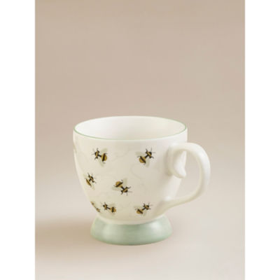White bee footed mug, porcelain, UK version