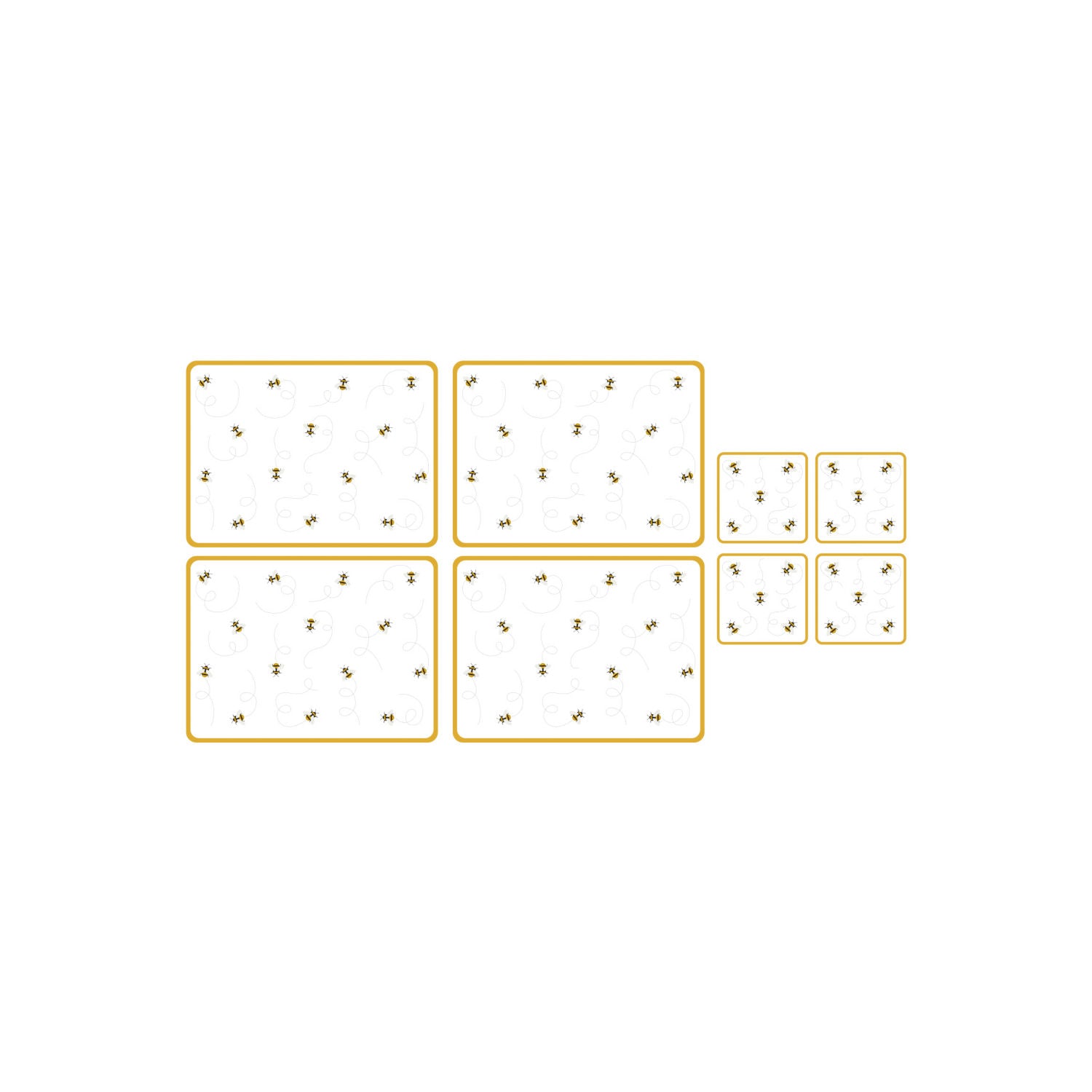Bee placemat and coaster set made of MDF and cork, UK version