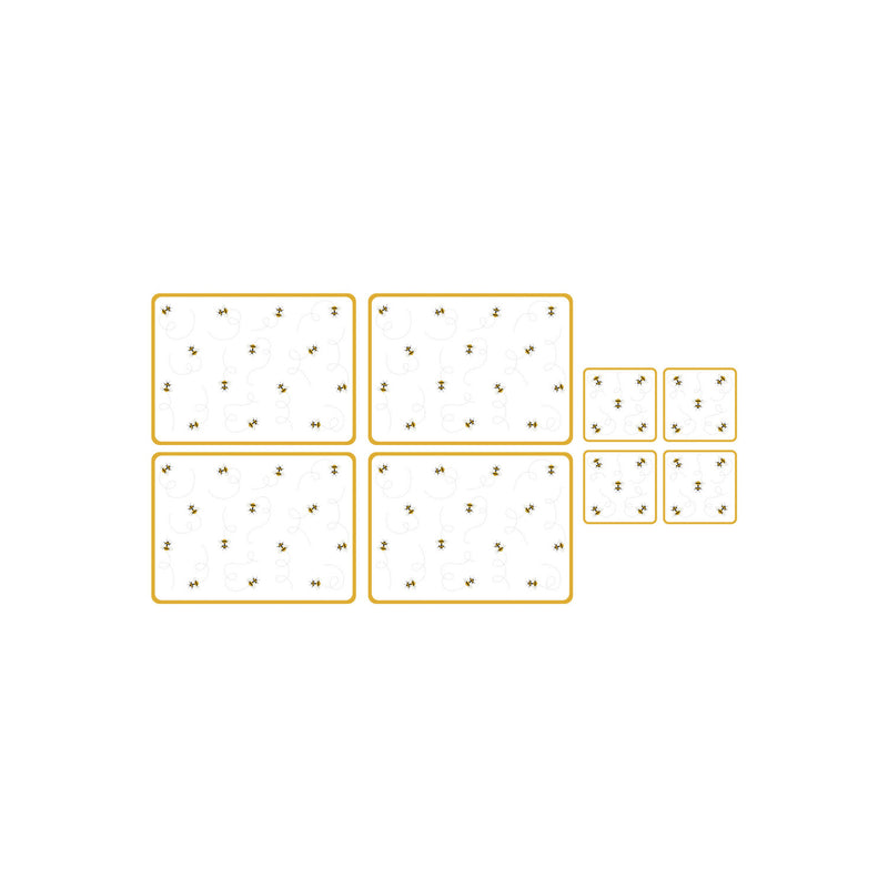 Bee placemat and coaster set made of MDF and cork, UK version