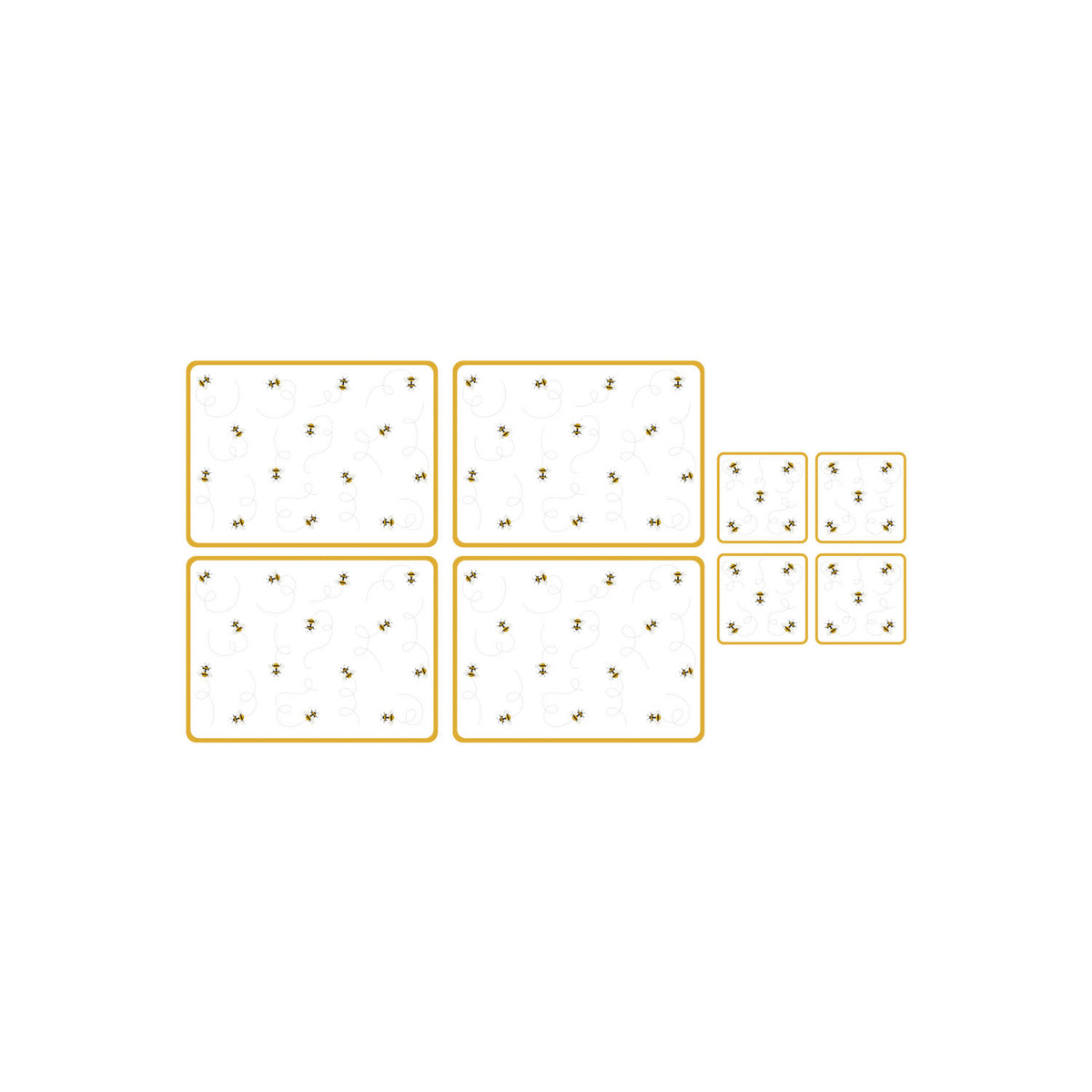 Bee placemat and coaster set made of MDF and cork, UK version