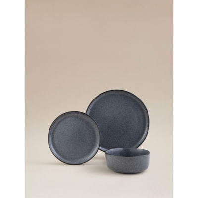 Stoneware dinner set dark grey concrete 12 piece - British product