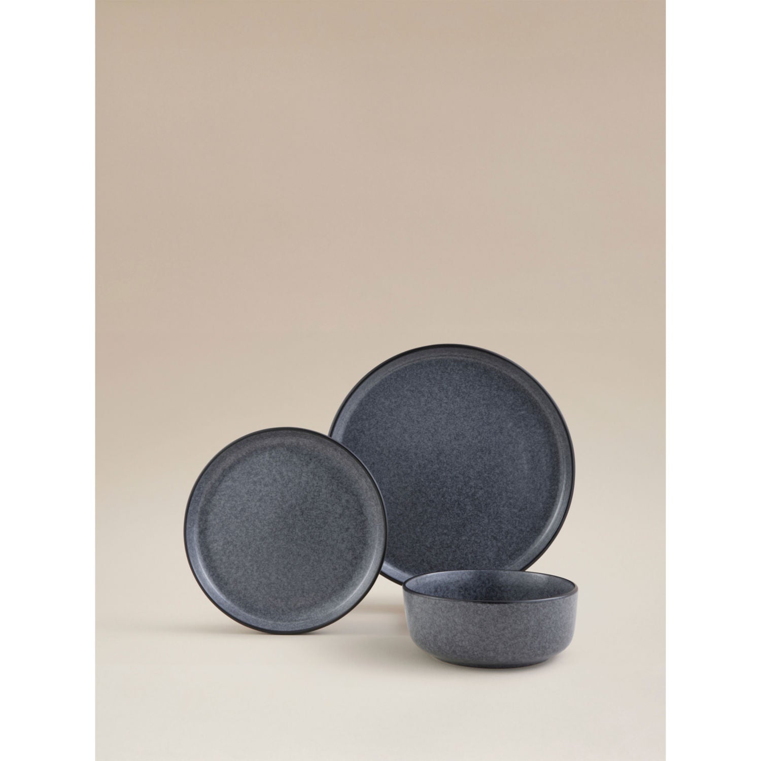Stoneware dinner set dark grey concrete 12 piece - British product