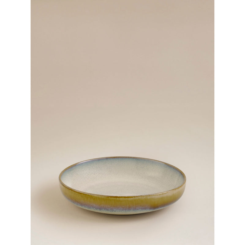 Brown rustic reactive glaze stoneware pasta bowl 21cm - British product