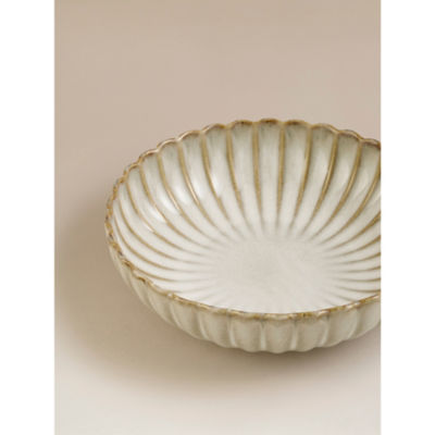 Natural brown reactive glaze scalloped pasta bowl 20cm, imported from the UK
