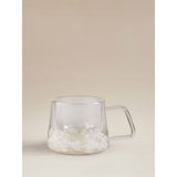 Double wall glass mug with white floral design 15cm - British product