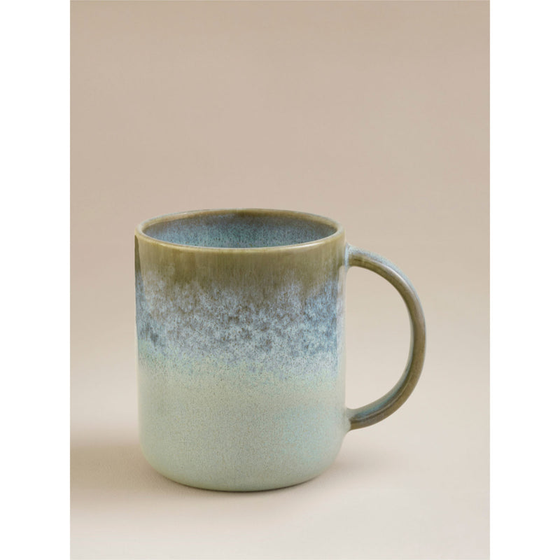 Turquoise reactive glaze stoneware drinking mug, UK version