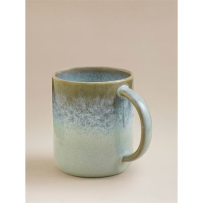 Turquoise reactive glaze stoneware drinking mug, UK version