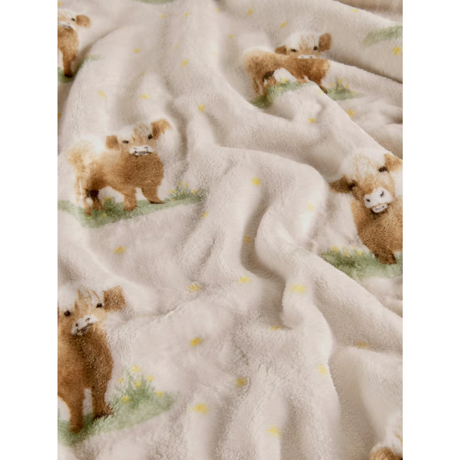 Natural Highland Cow Daisy super soft throw 120x150 (British brand)