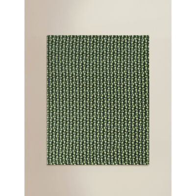 Green floral super-soft polyester throw 150x120cm, imported from the UK