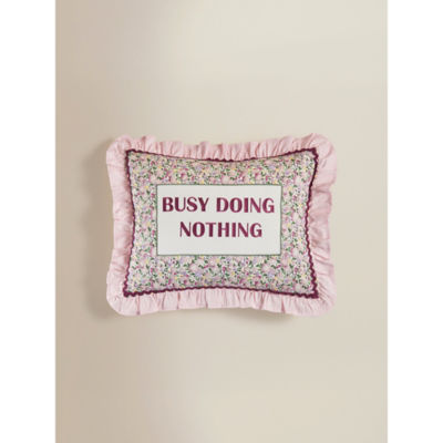 Purple embroidered slogan cushion 45x35cm, UK version