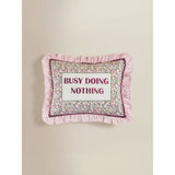 Purple embroidered slogan cushion 45x35cm, UK version