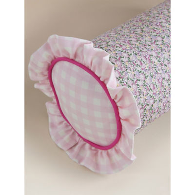 Bolster cushion pink floral 40 x 16cm (British brand)
