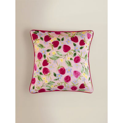 Pink strawberry printed cushion 45cm, UK version