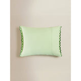 Green stripe scallop trim woven cushion 50x40cm (British brand)
