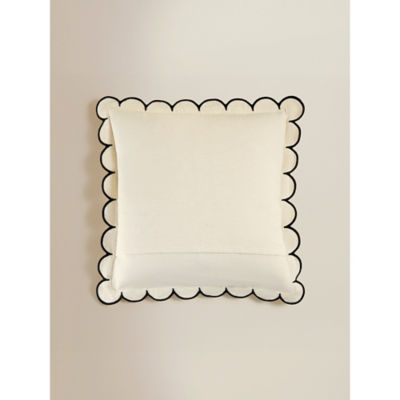Black and white slub scallop cushion 50x50cm, imported from the UK