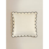 Black and white slub scallop cushion 50x50cm, imported from the UK