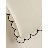 Black and white slub scallop cushion 50x50cm, imported from the UK