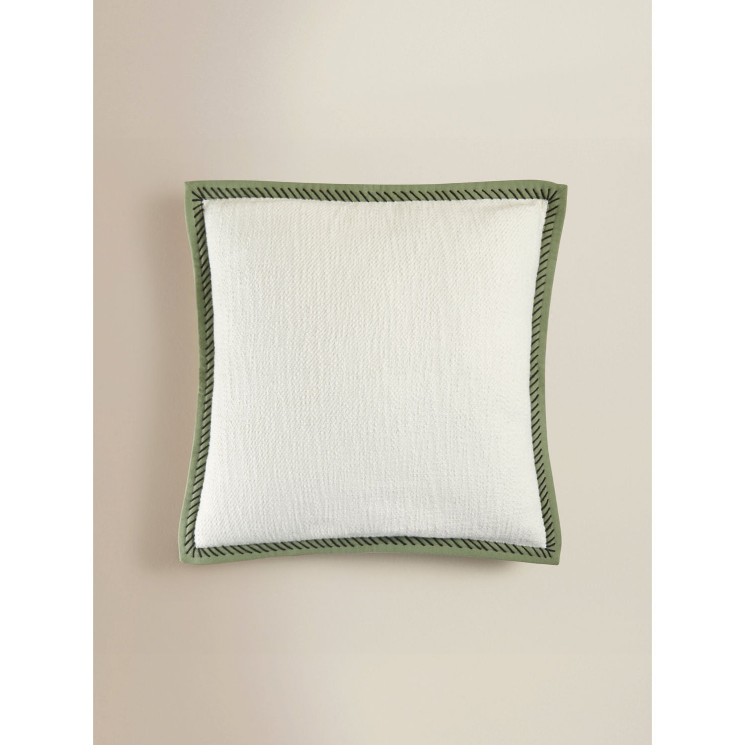 Green blanket stitch flange textured cushion 54x54cm (British brand)