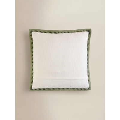 Green blanket stitch flange textured cushion 54x54cm (British brand)