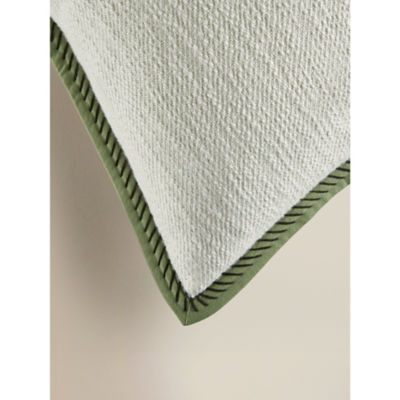Green blanket stitch flange textured cushion 54x54cm (British brand)