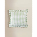 Green daisy embroidered gingham cushion 45x45cm, imported from the UK