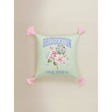 Bridgerton green tassel cushion 45x45cm - British product
