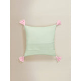 Bridgerton green tassel cushion 45x45cm - British product