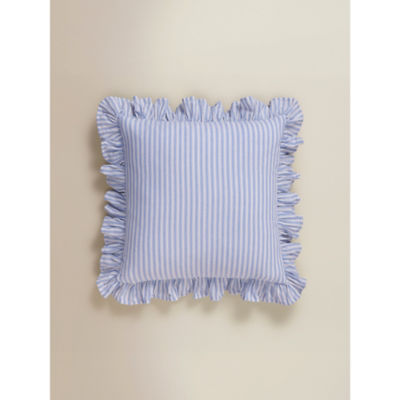 Stacey Solomon blue quilted cushion with ruffle trim (British brand)