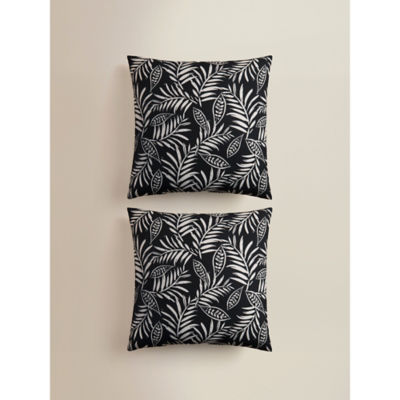 Black and white leaf outdoor cushion set 45x45 cm - British product