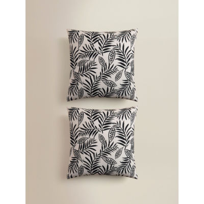 Black and white leaf outdoor cushion set 45x45 cm - British product