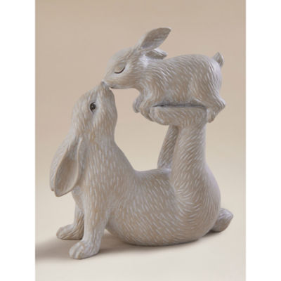 Natural Bunny Family Ornament resin figurine - imported from the UK