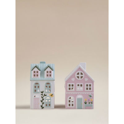 Ceramic house tealight holders set of 2 - British product
