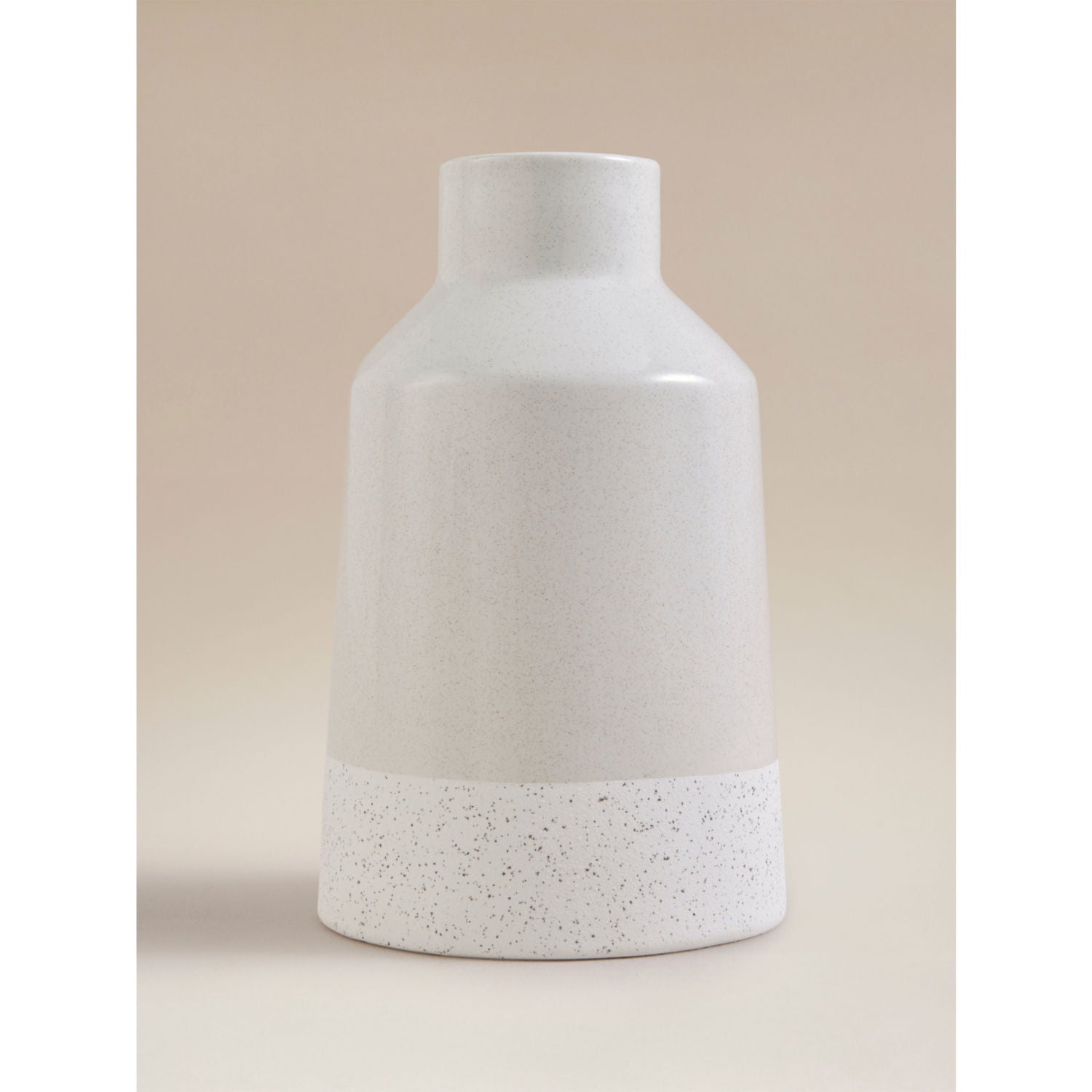 Beige and white 2 tone stoneware vase 14x14x23.5cm - British product