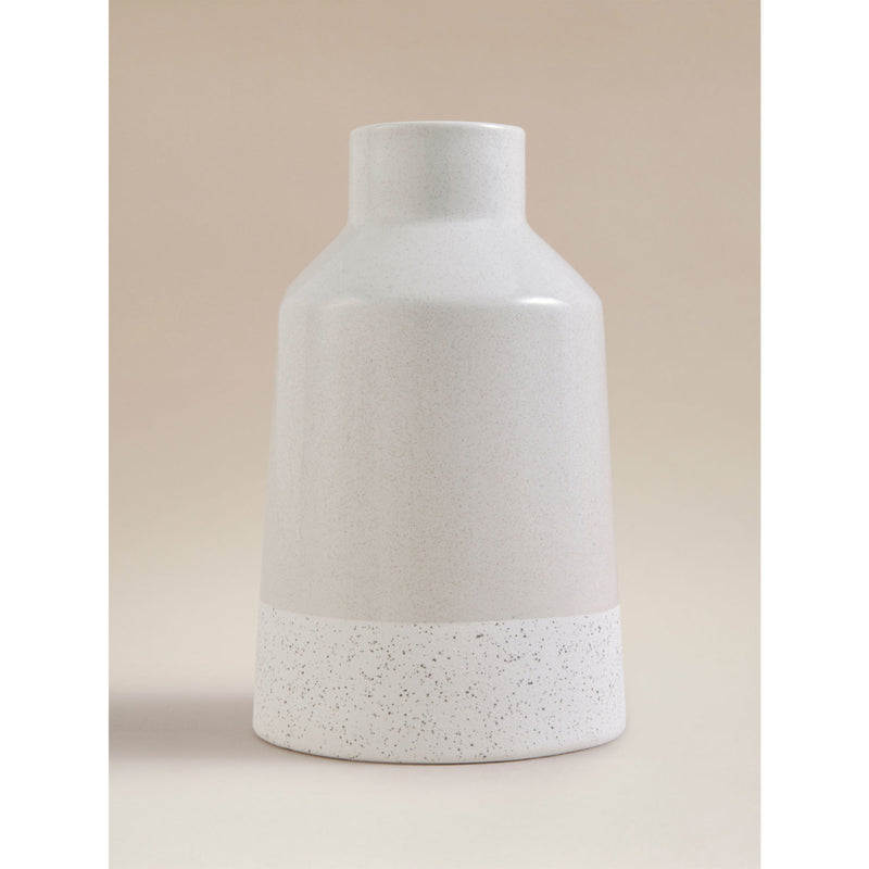 Beige and white 2 tone stoneware vase 14x14x23.5cm - British product