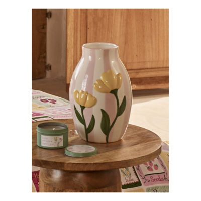 Pink decorative stoneware vase 24cm (British brand)