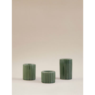 ASDA Green Glaze Ribbed Tealight Holders - Set of 3- Buy online at McGrocer